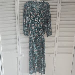 NWOT Green and pink floral print maxi dress | Size XL (44)